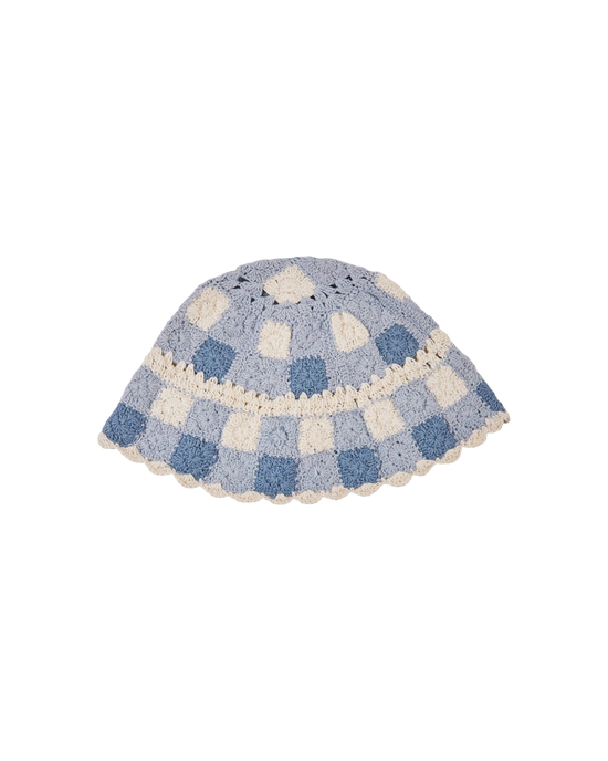 emile et ida Chapeau crochet vichy bleu