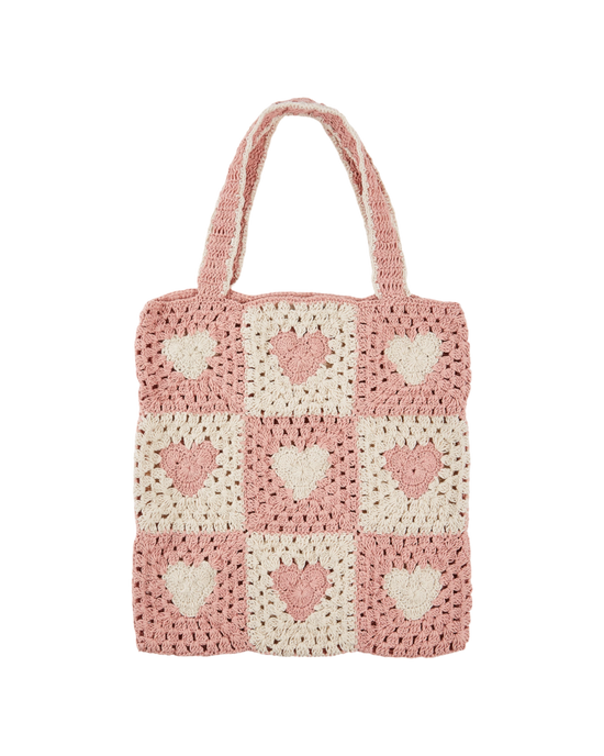 emile et ida Tote bag crochet coeur pastel