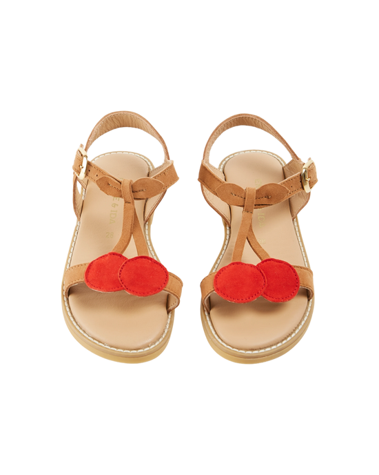 emile et ida Sandales cerises rouge camel