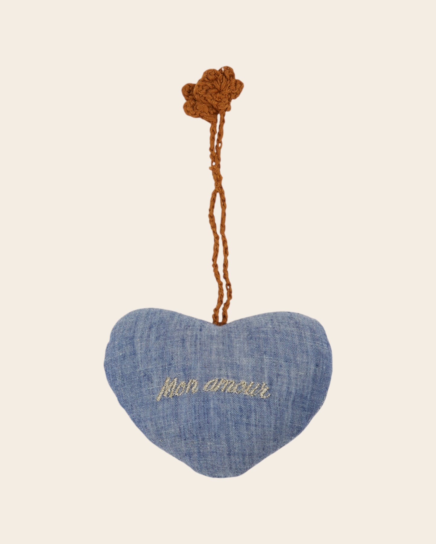 Décoration coeur chambray bleu