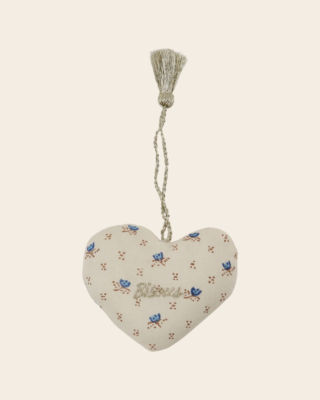 Décoration coeur crème fleurs bleues