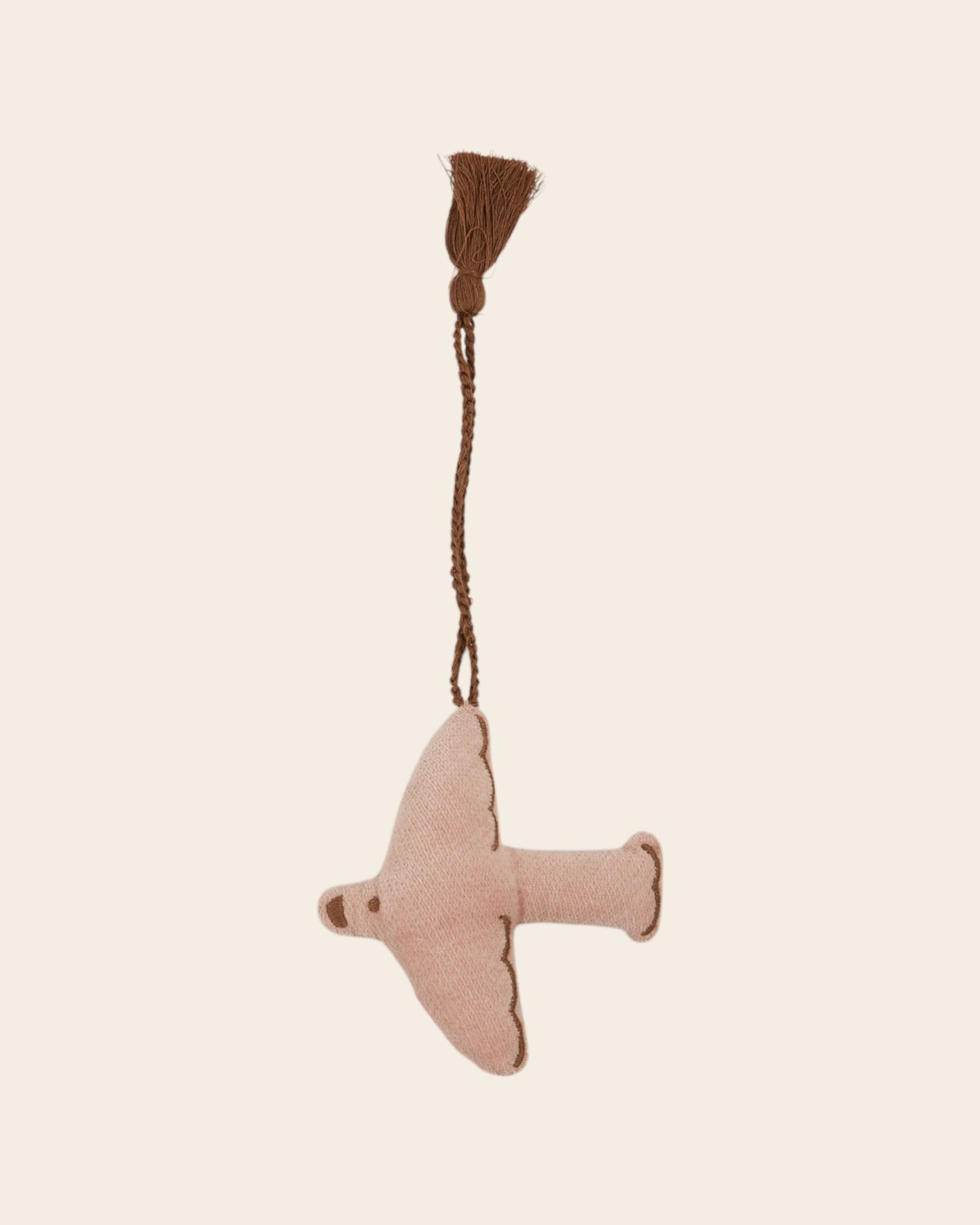 Décoration oiseau velours rose