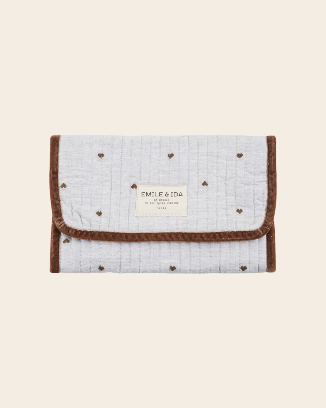 Pochette à maquillage coeur gris