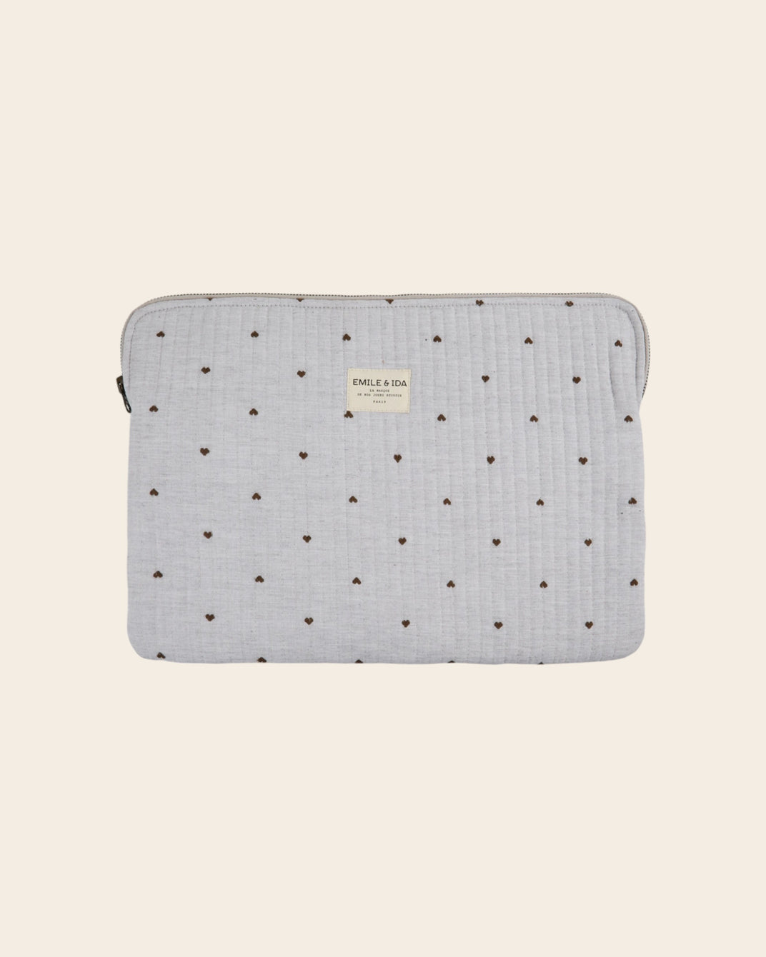 Pochette d'ordinateur coeur gris