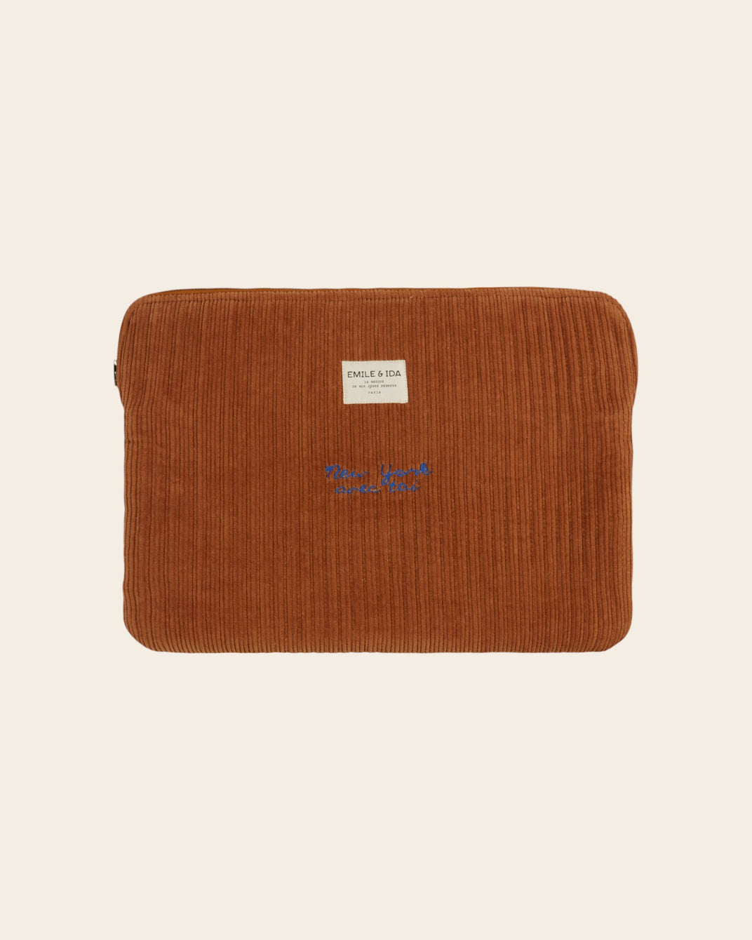 Pochette d'ordinateur velours caramel