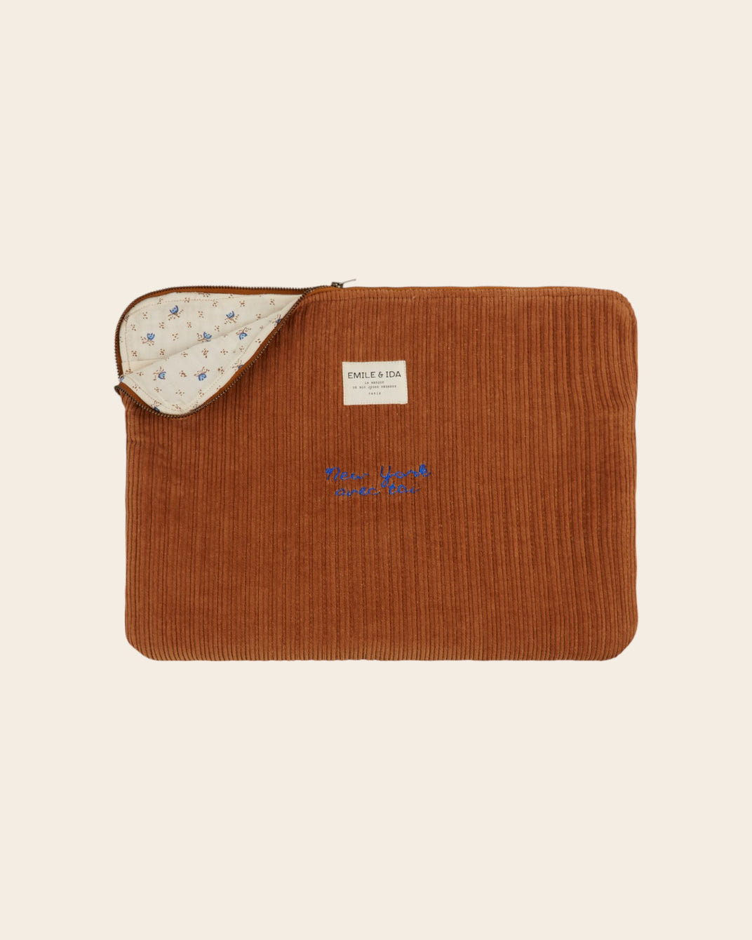 Pochette d'ordinateur velours caramel