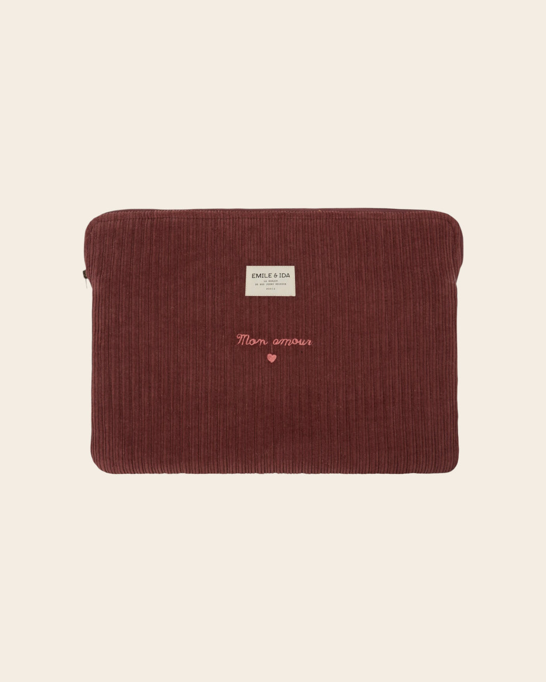 Pochette d'ordinateur velours violine