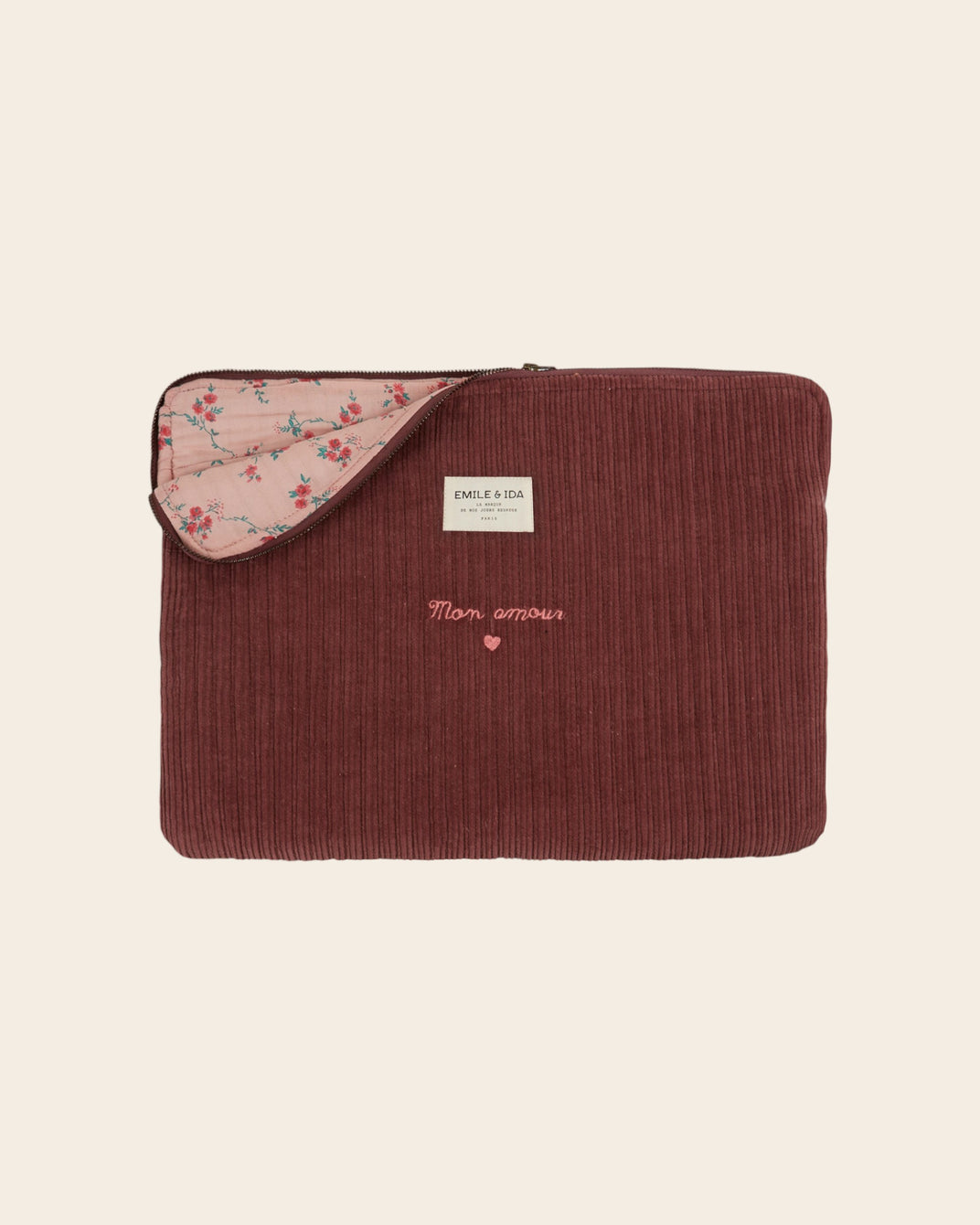 Pochette d'ordinateur velours violine