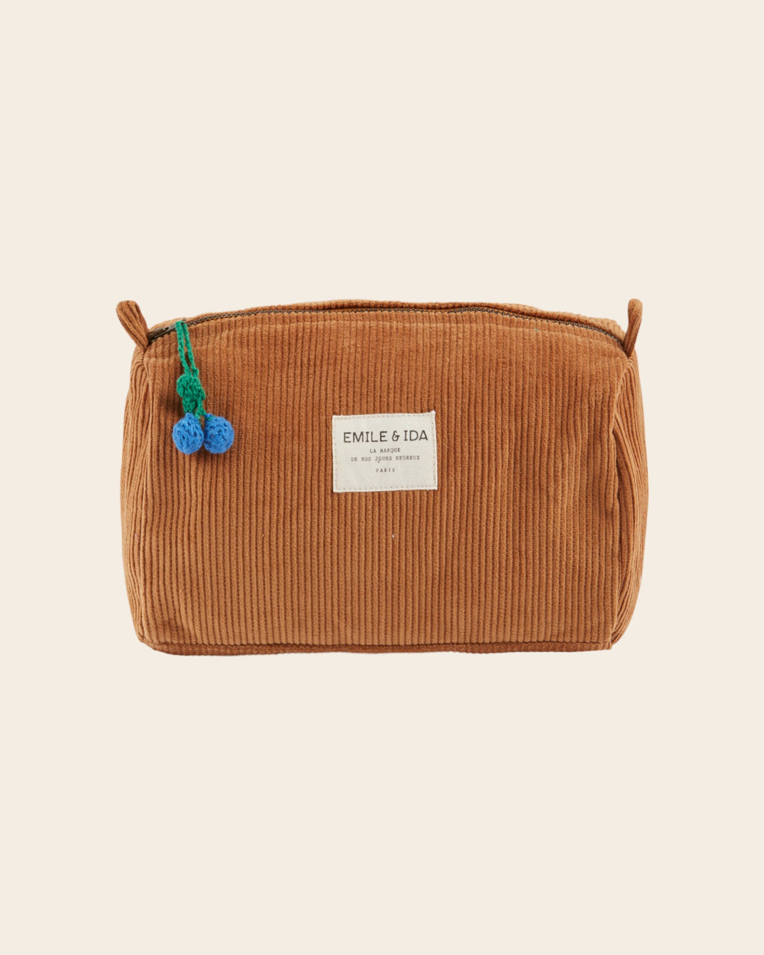 Trousse de toilette velours caramel