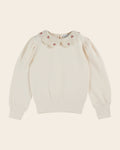 Sweat col crochet coton bio crème