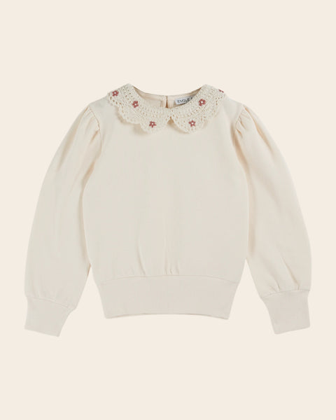 Sweat - Col crochet coton bio crème