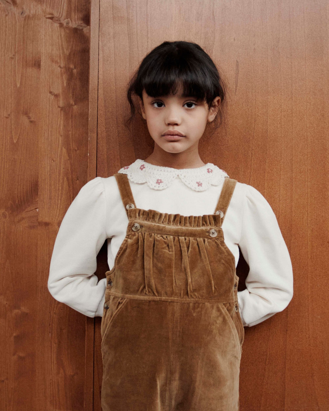 cream crocheted collar sweatshirt