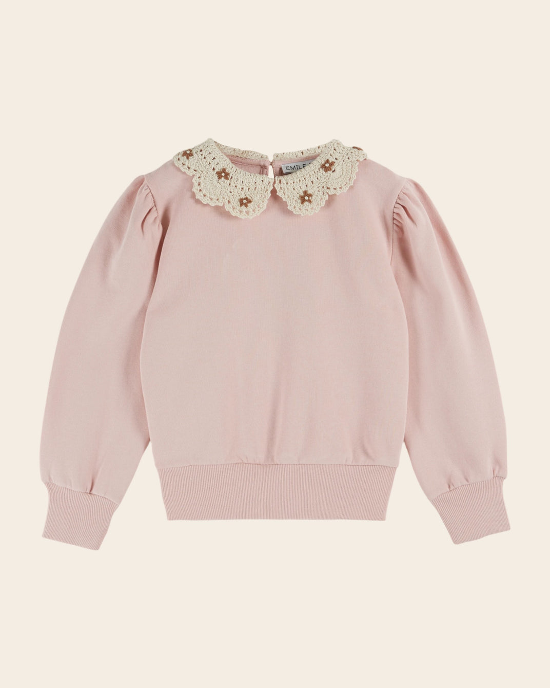 peony crochet collar sweatshirt