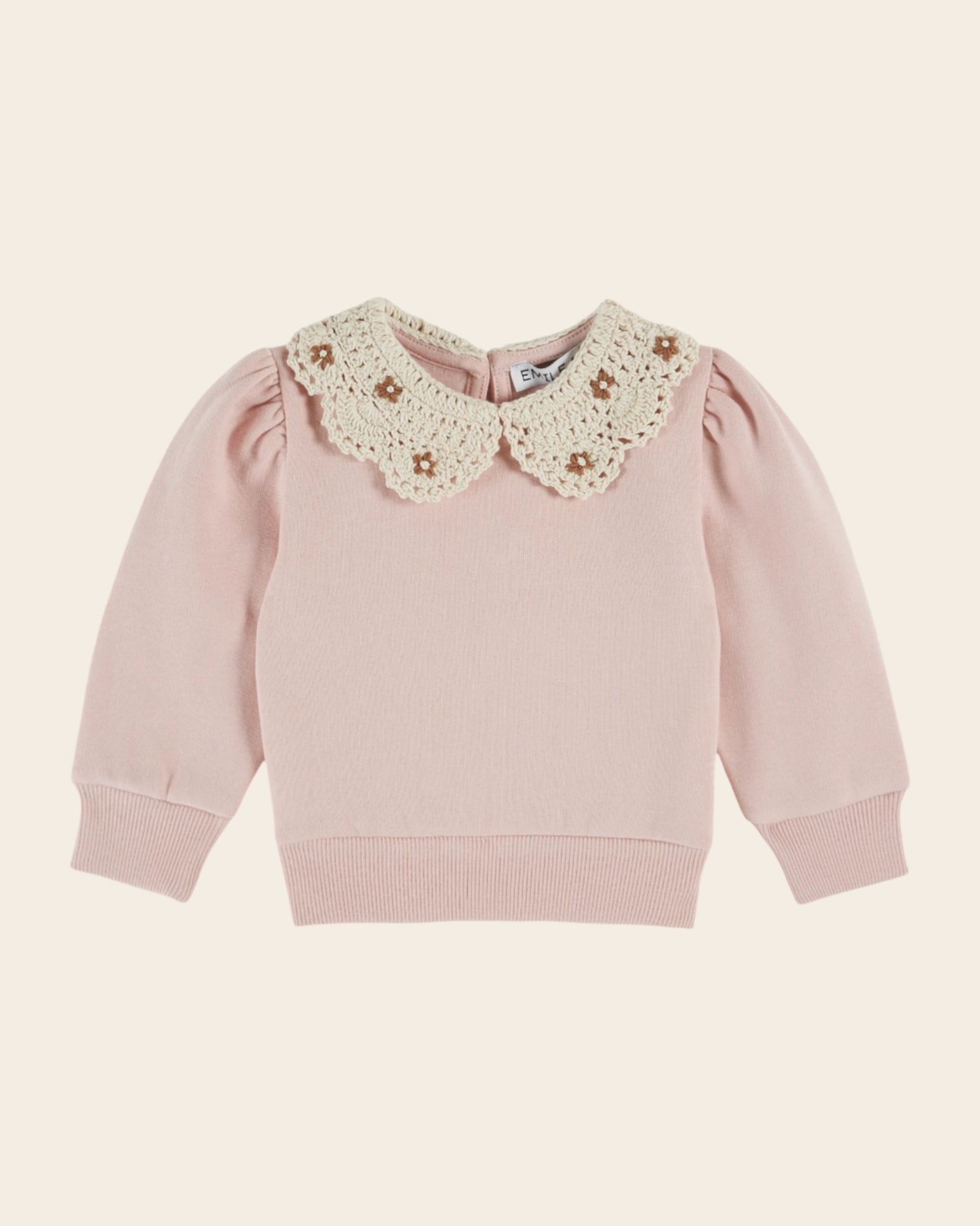 peony crochet collar sweatshirt