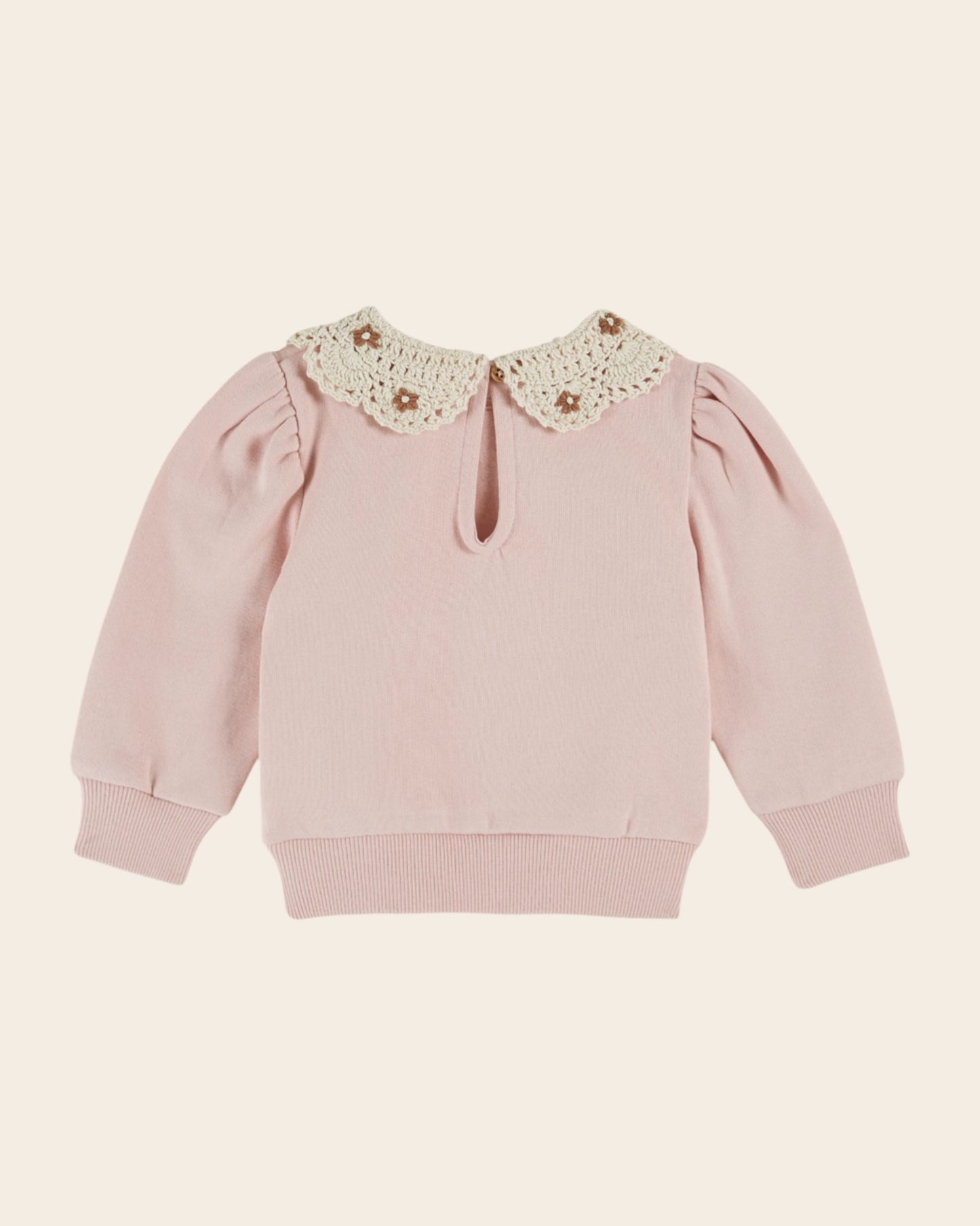 peony crochet collar sweatshirt