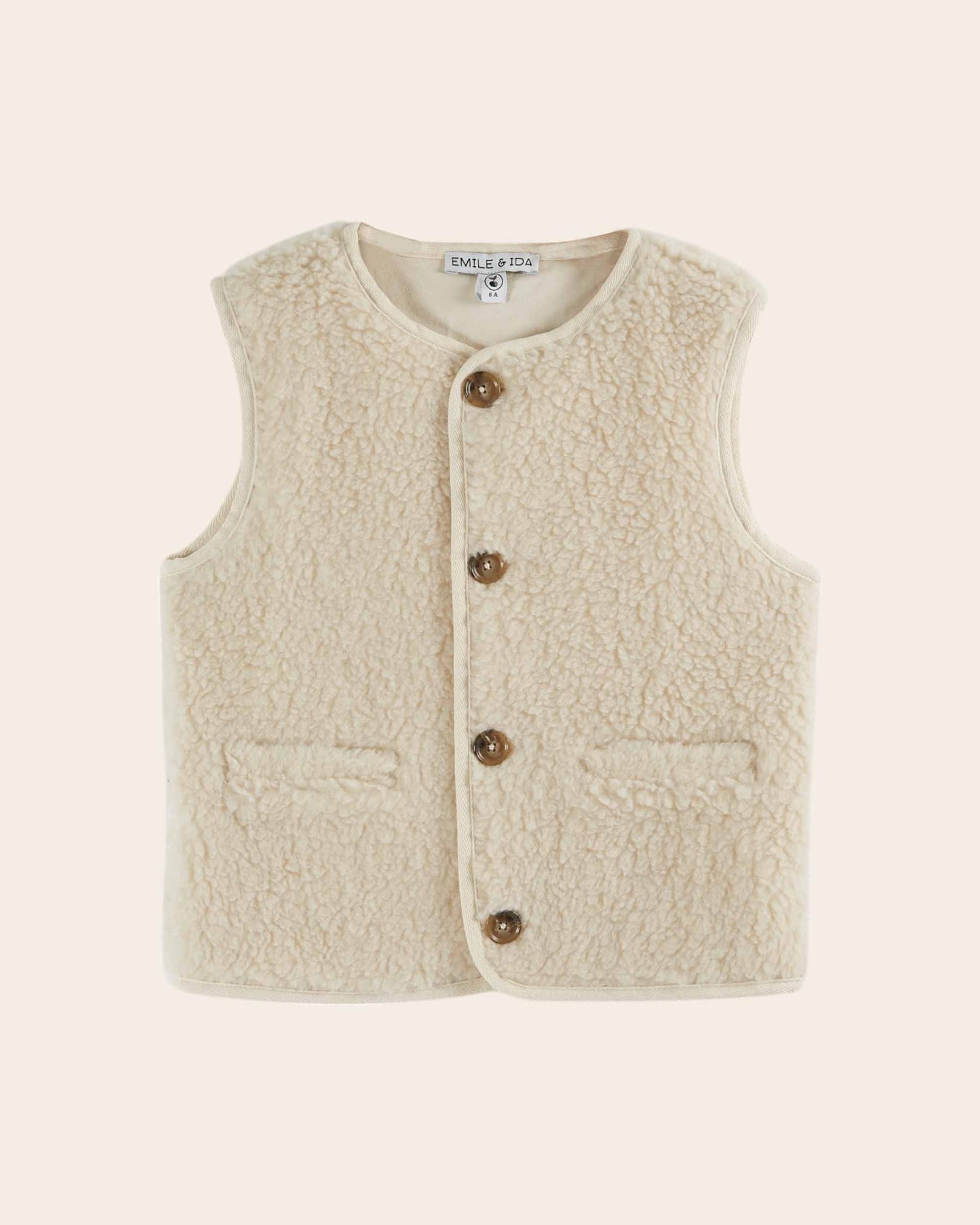 Veste sans manches enfant sherpa écru – Emile et Ida