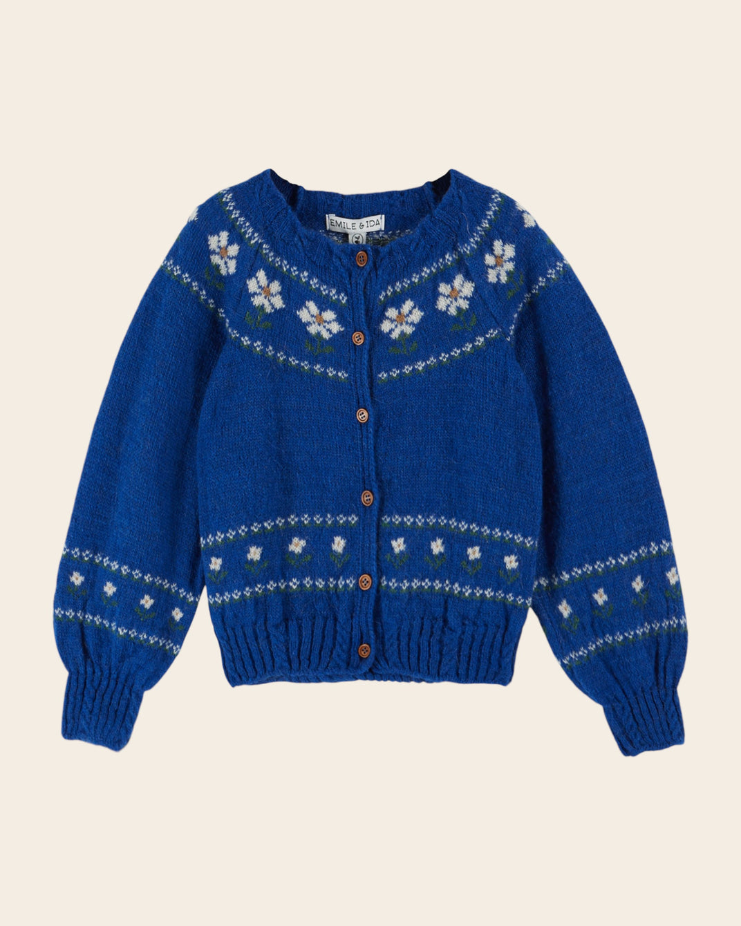 Cardigan jacquard fille marguerite bleu royal