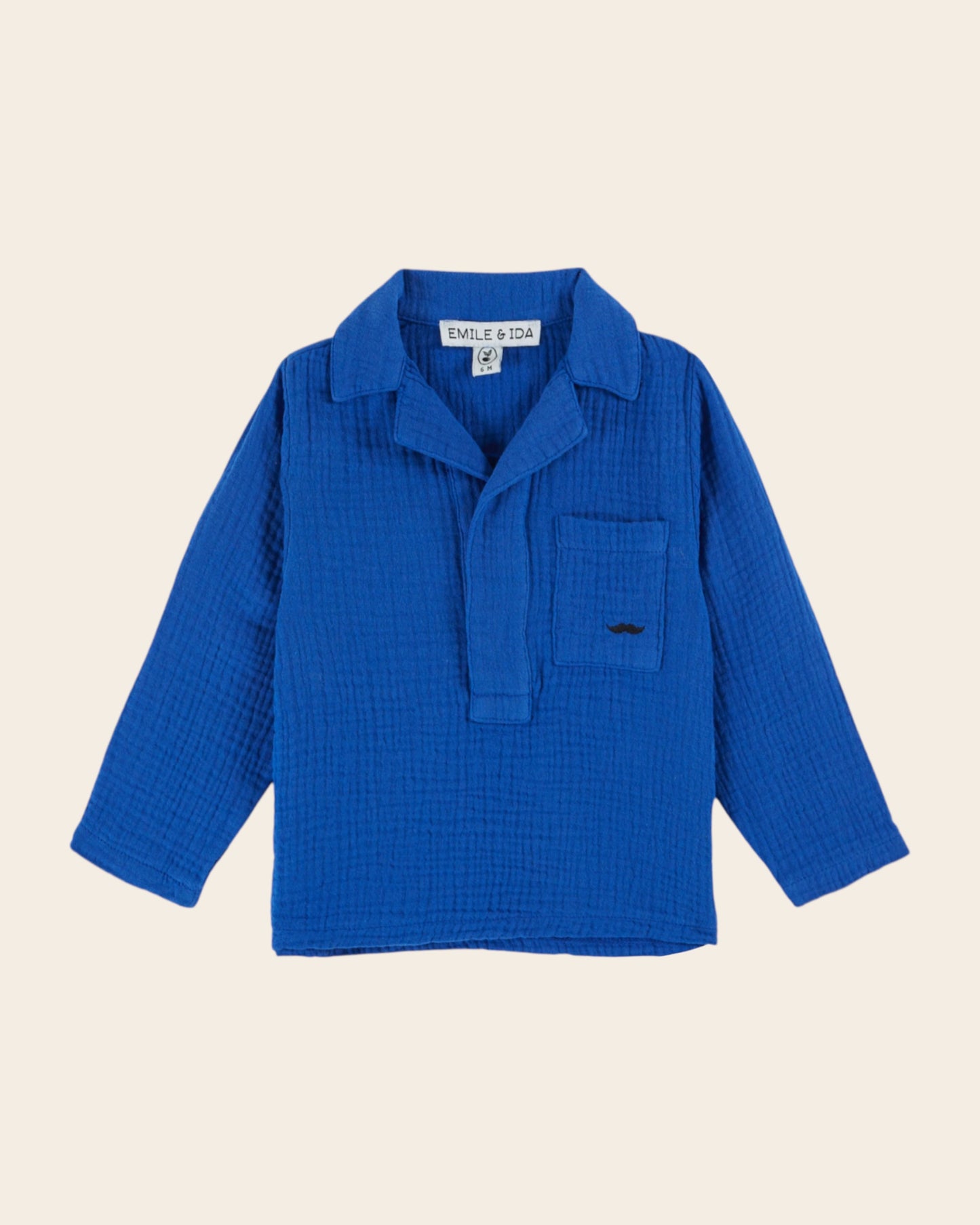Kurta gaze de coton bleu royal