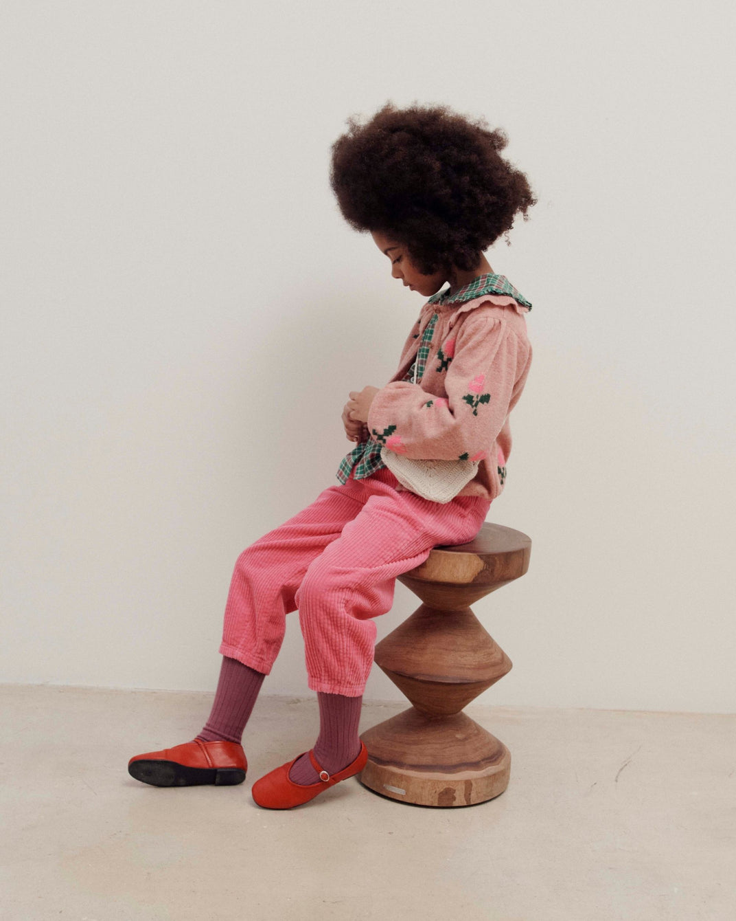 Pantalon sarouel velours cotelé rose