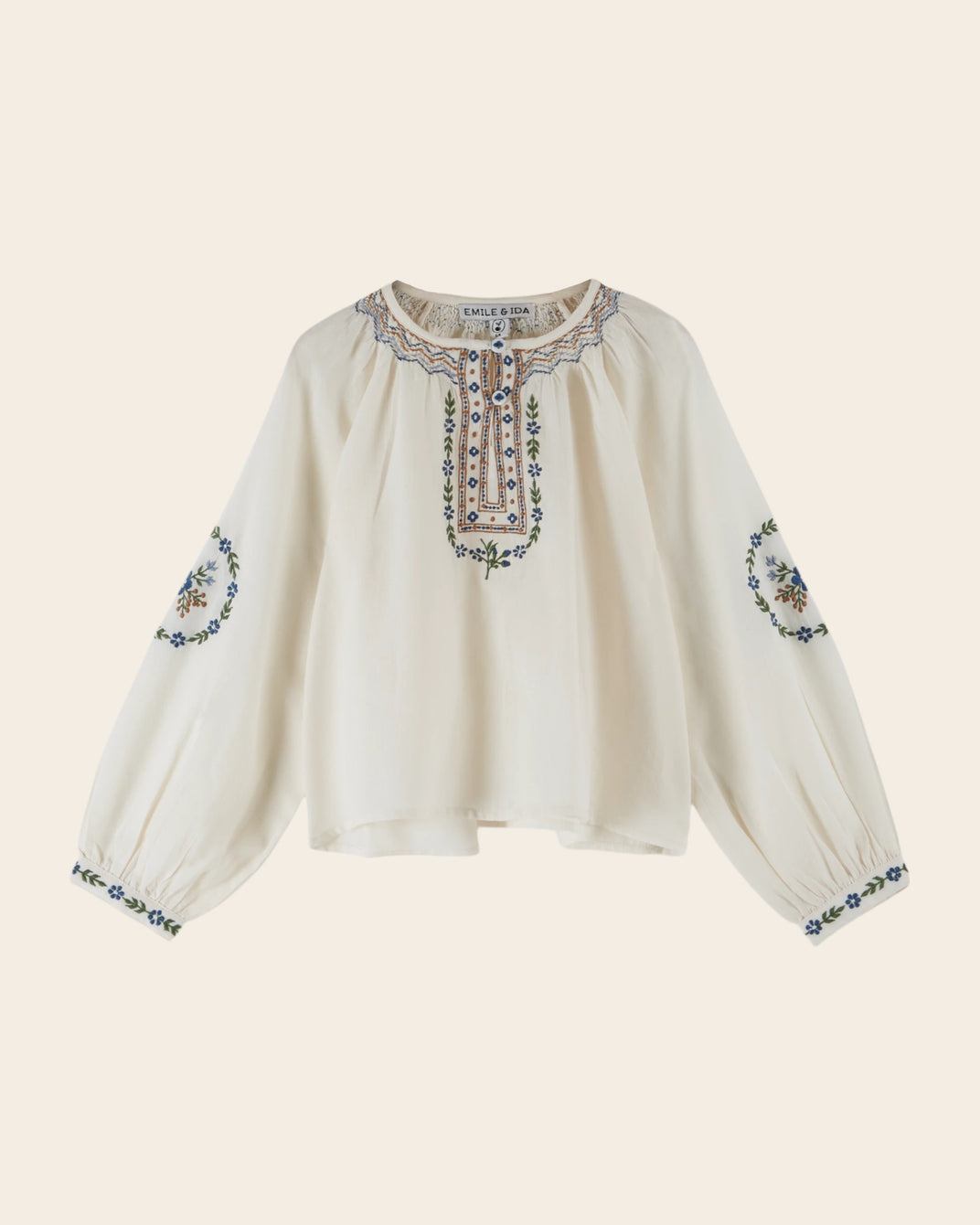 cream ethnic embroidered blouse