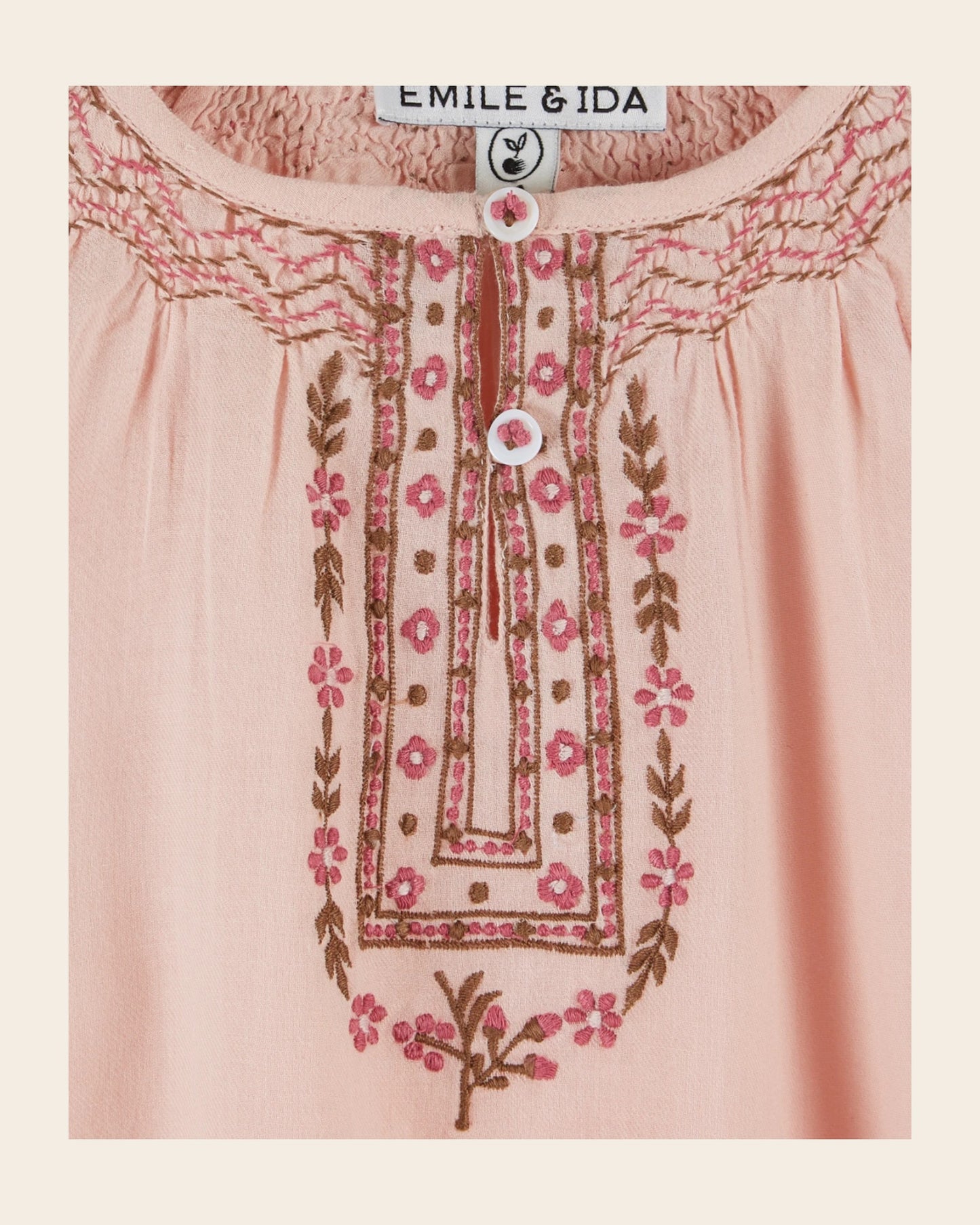 ethnic peony embroidered blouse