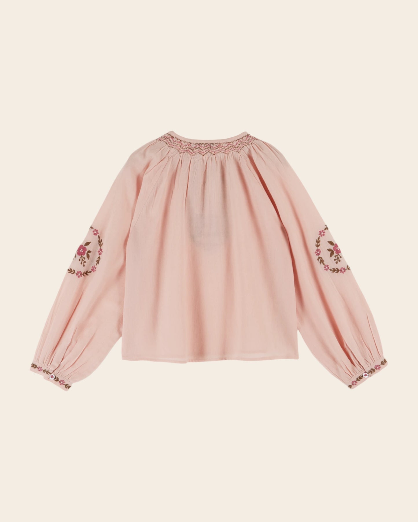 ethnic peony embroidered blouse