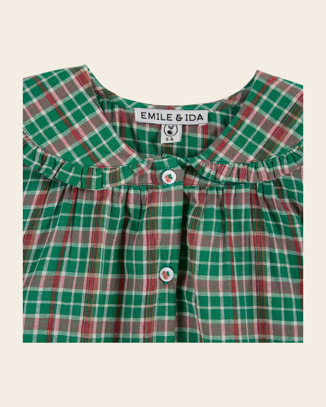 Madras blouse with tartan bow collar