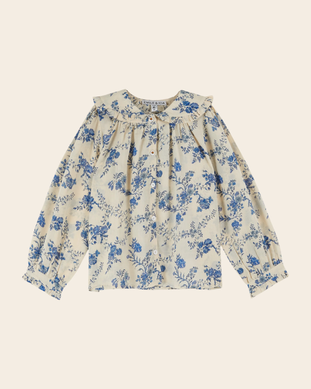 orchid blouse with bow collar and blue orchid