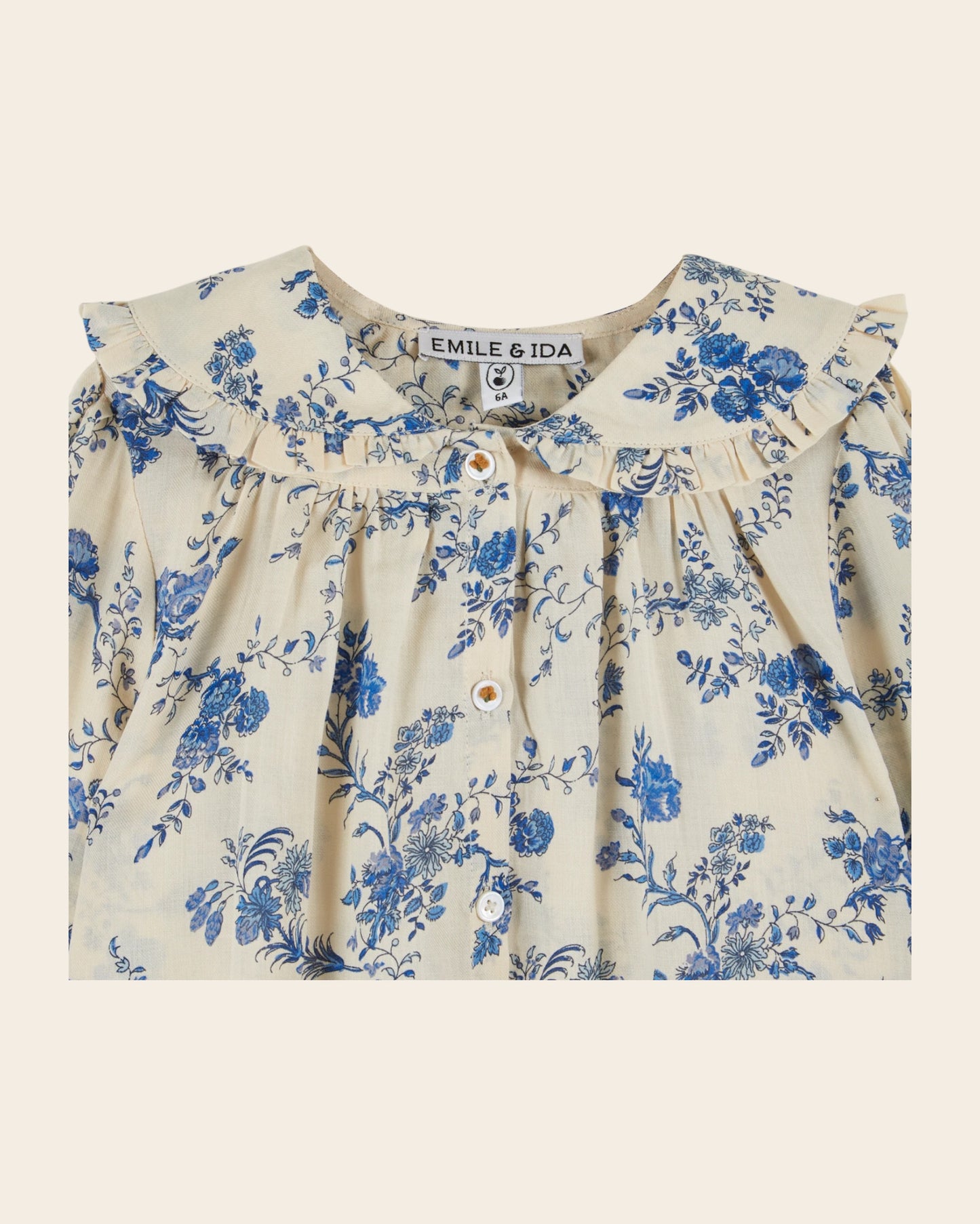 orchid blouse with bow collar and blue orchid