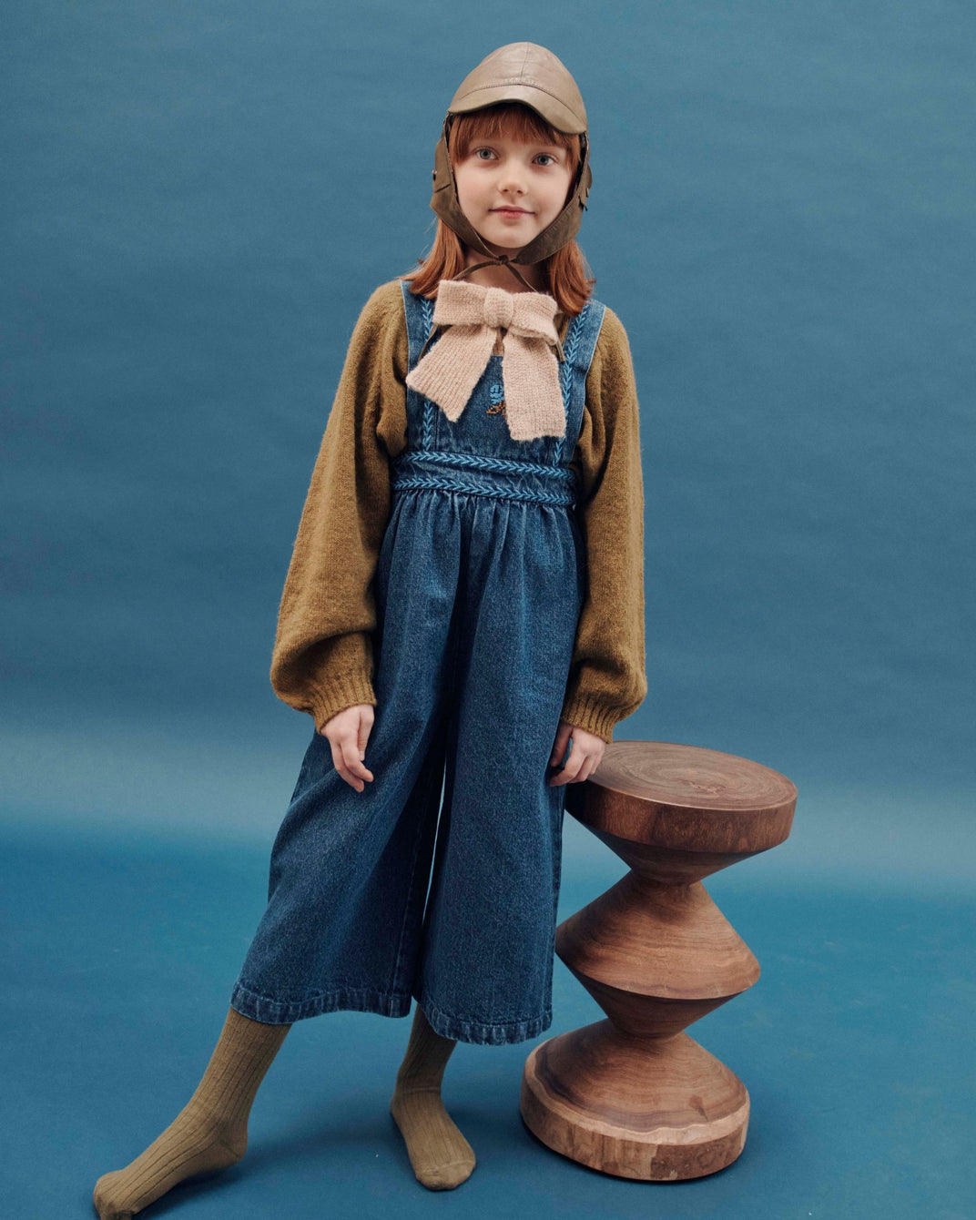 Salopette brodée denim bleu