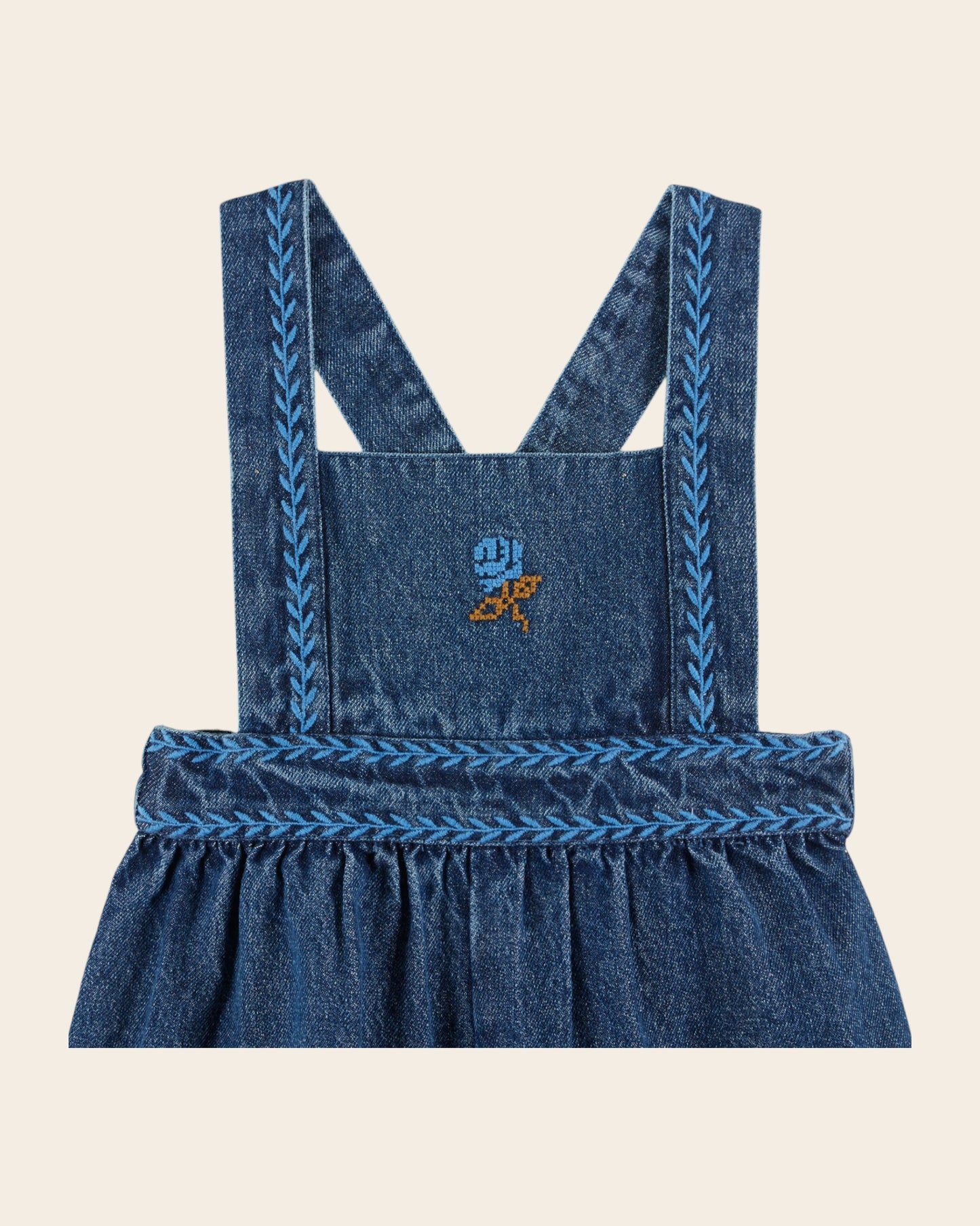 embroidered denim overalls