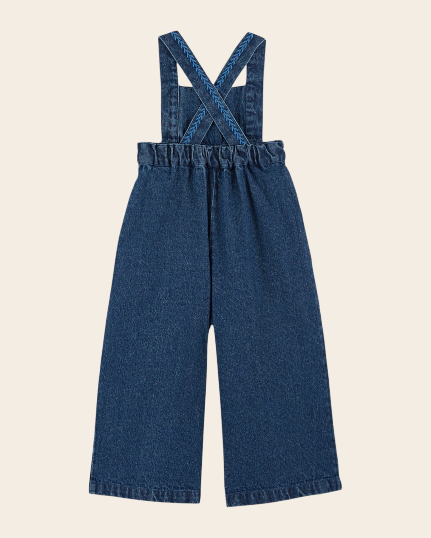 embroidered denim overalls