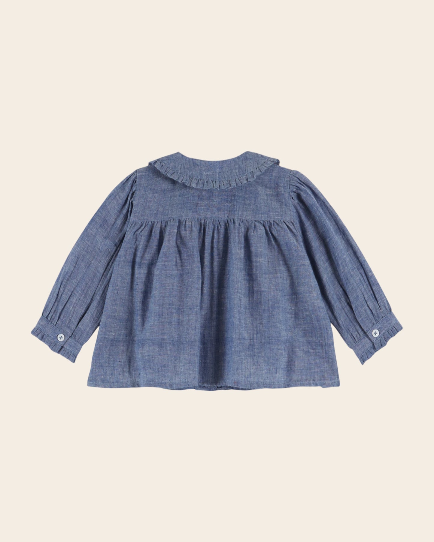 chambray smocked blouse