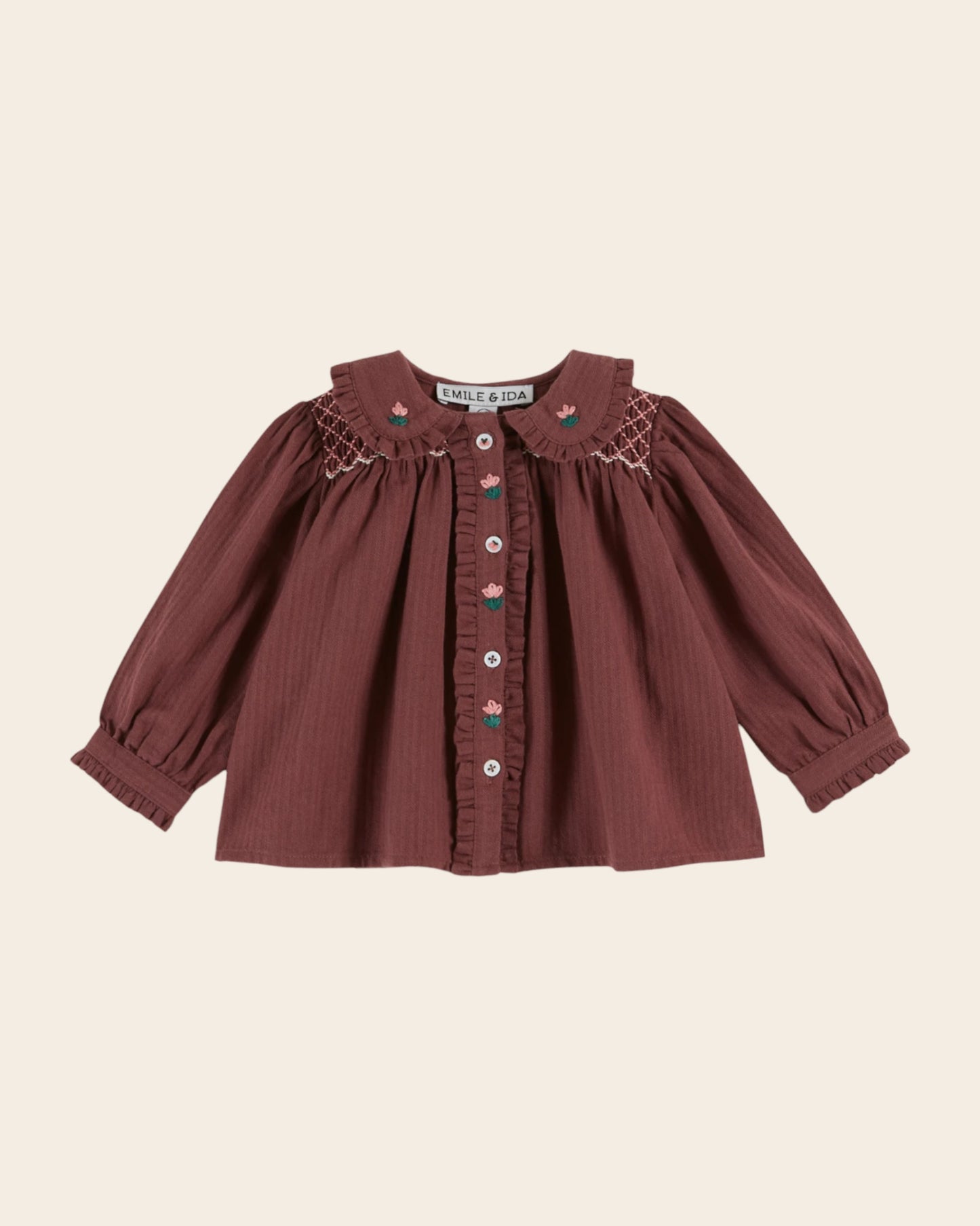 Blouse smockée violine
