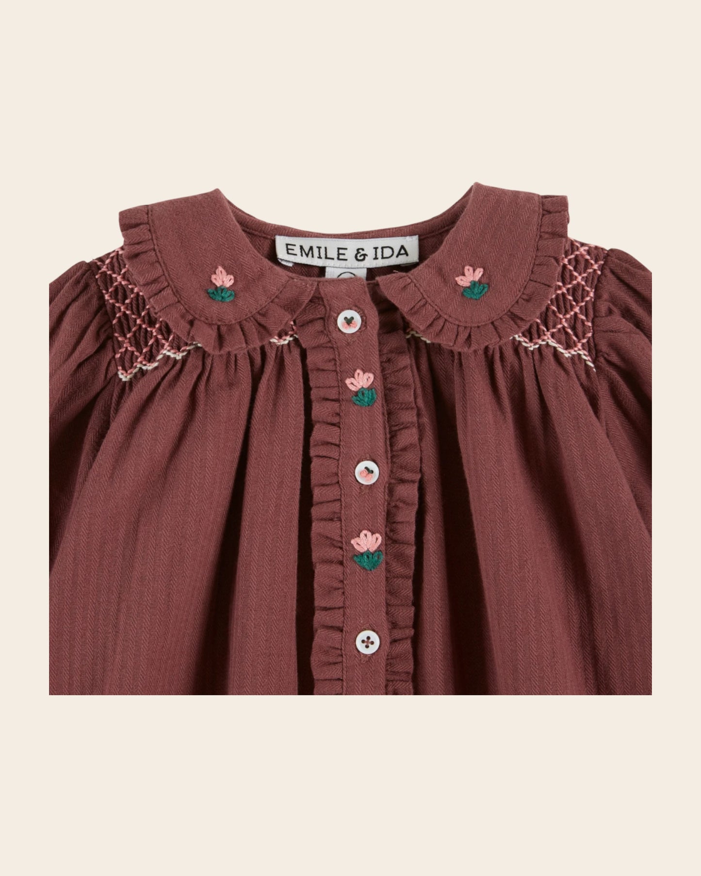 Blouse smockée violine