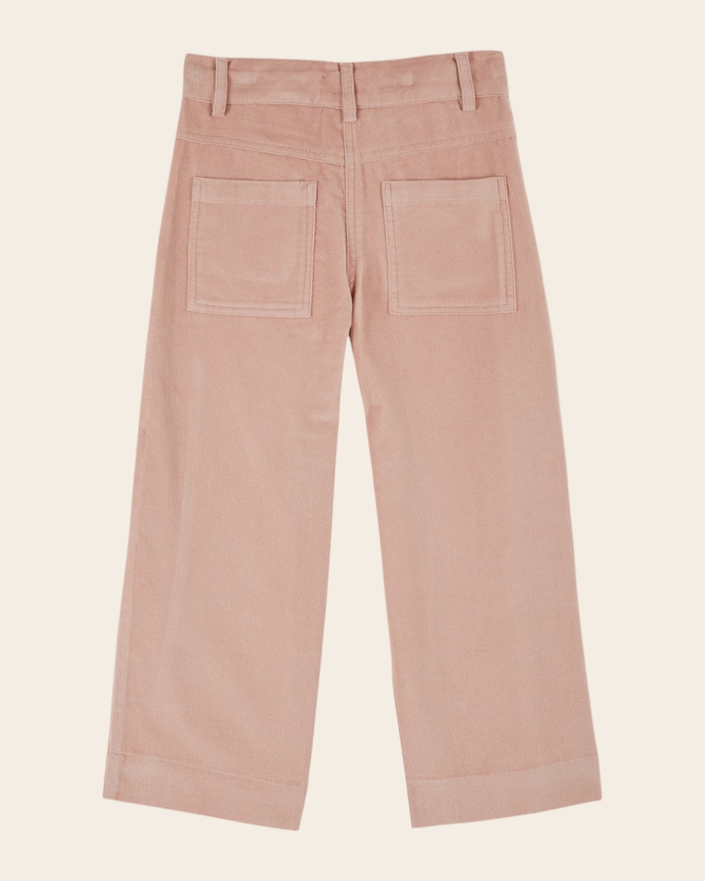 Pantalon velours point de croix rose