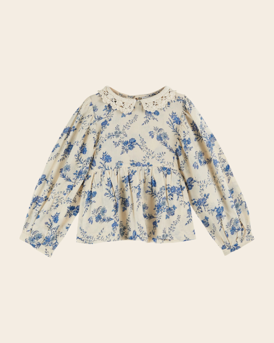blue orchid crochet collar blouse