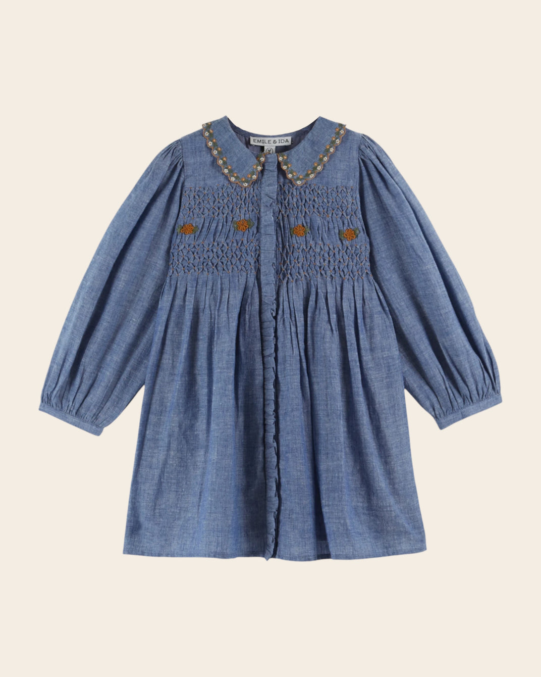 Robe smockée chambray
