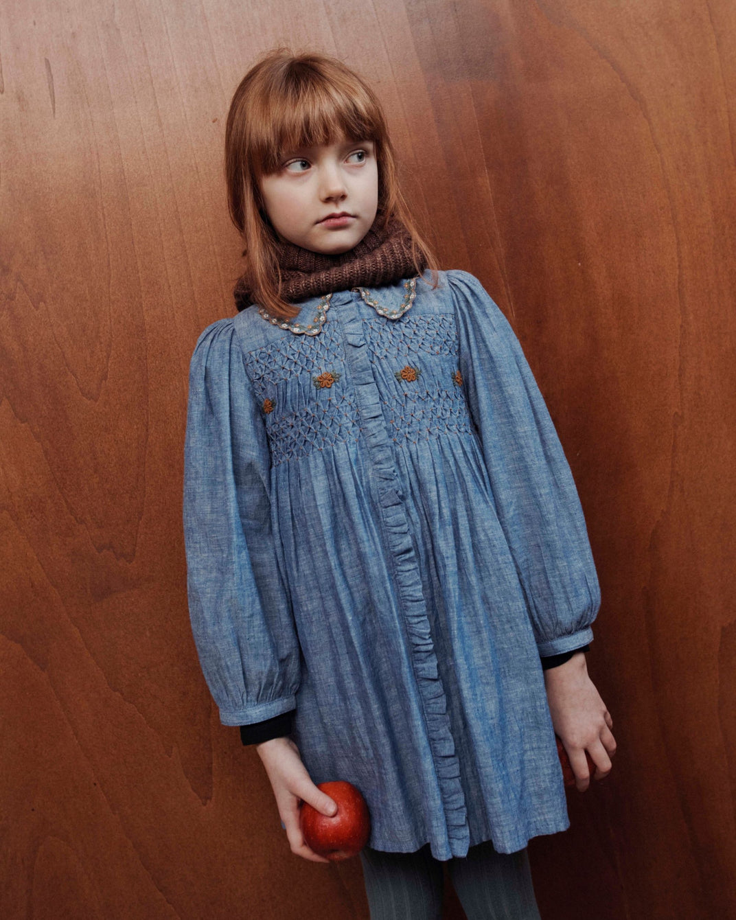 Robe smockée chambray