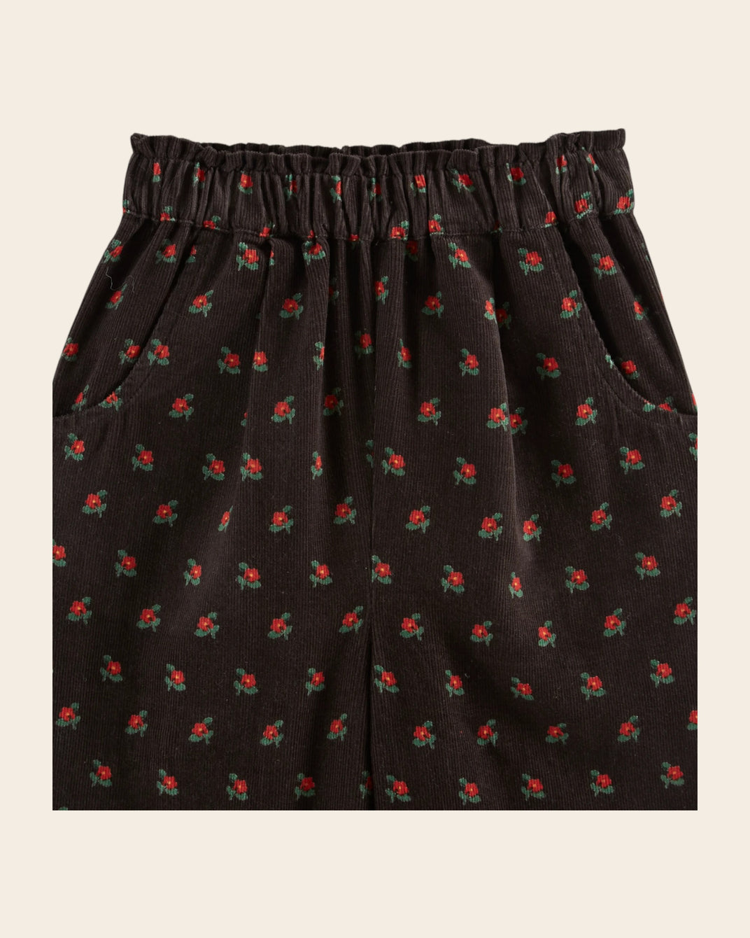 black poppy print velvet pants