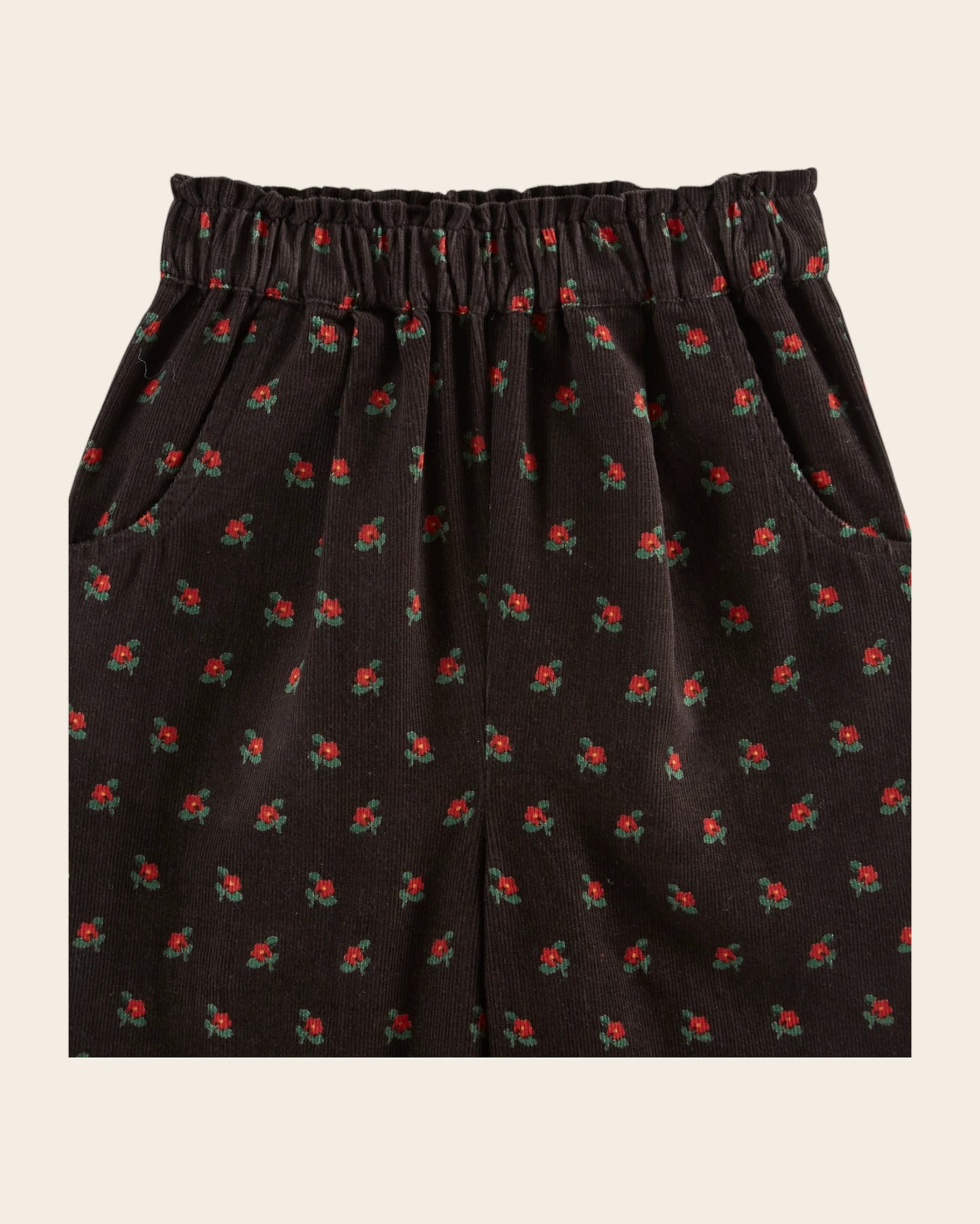 black poppy print velvet pants