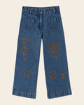 Pantalon brodé hippy denim