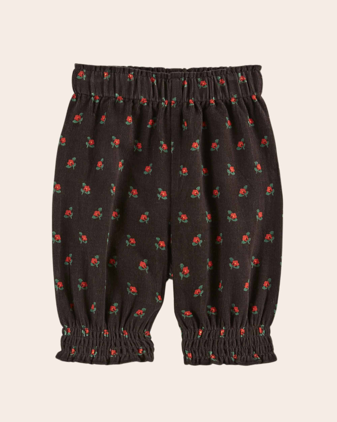 black poppy print velvet baby harem pants
