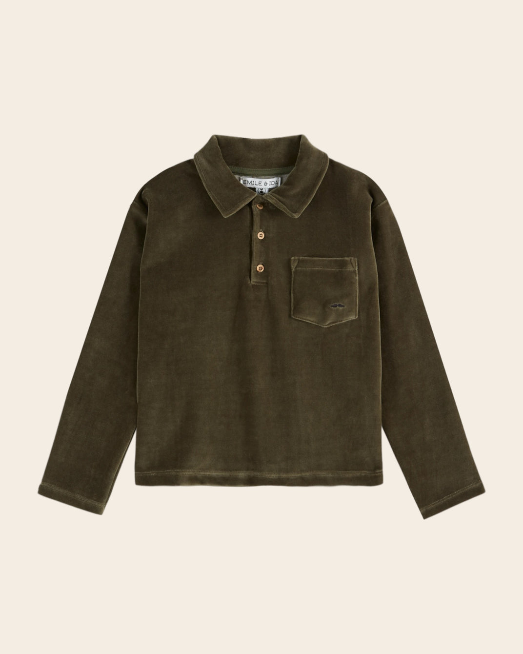 olive velvet polo shirt