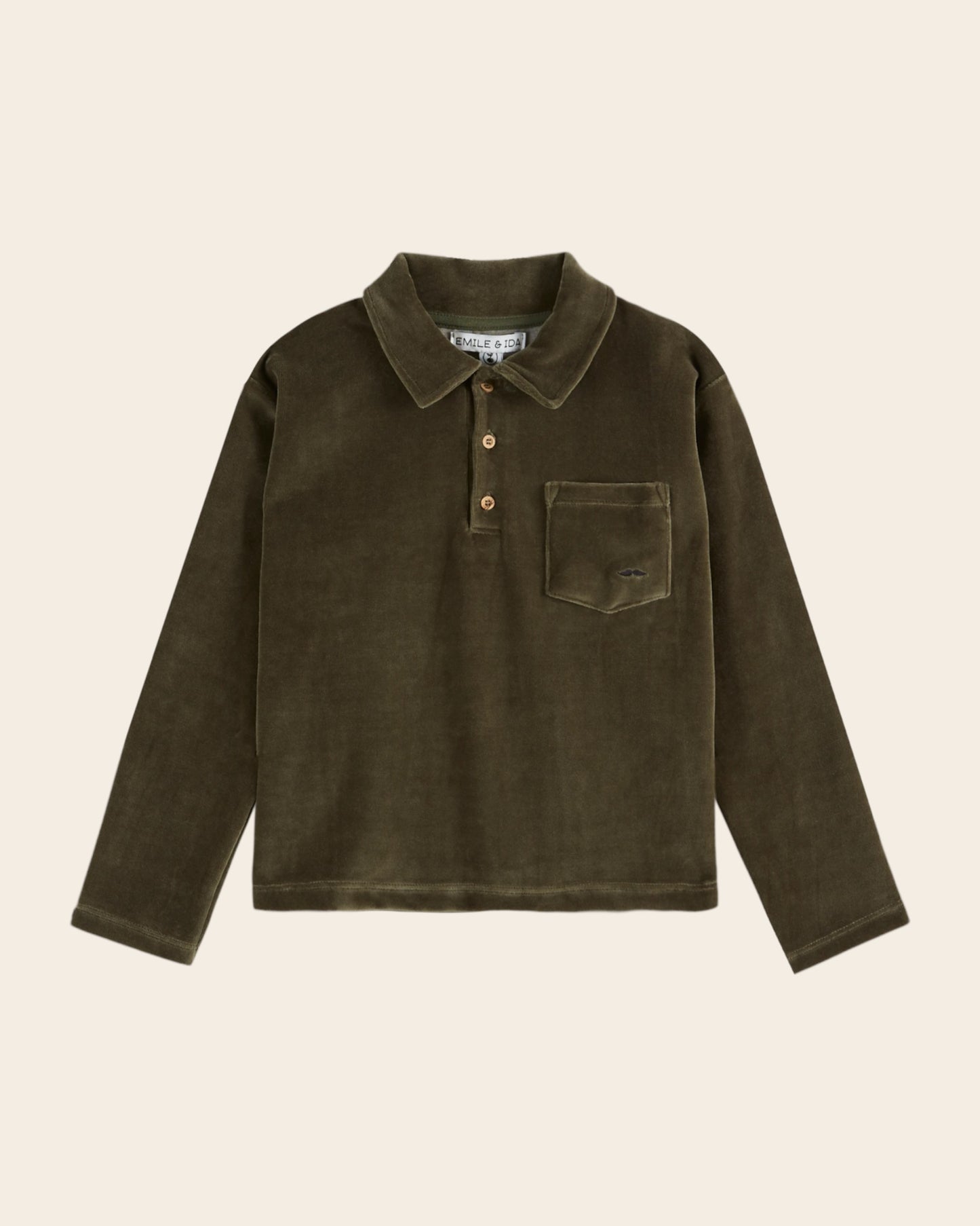 Polo velours éponge olive