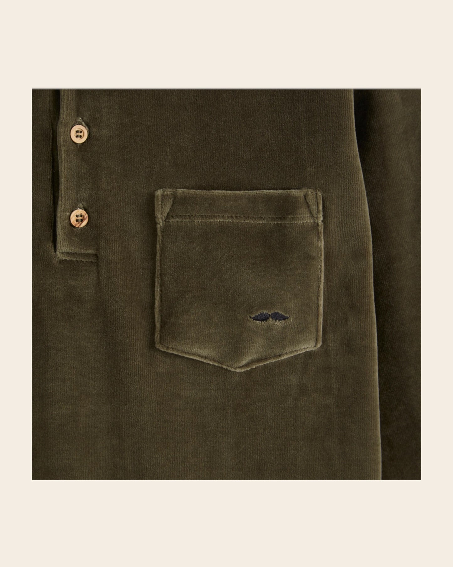 Polo velours éponge olive