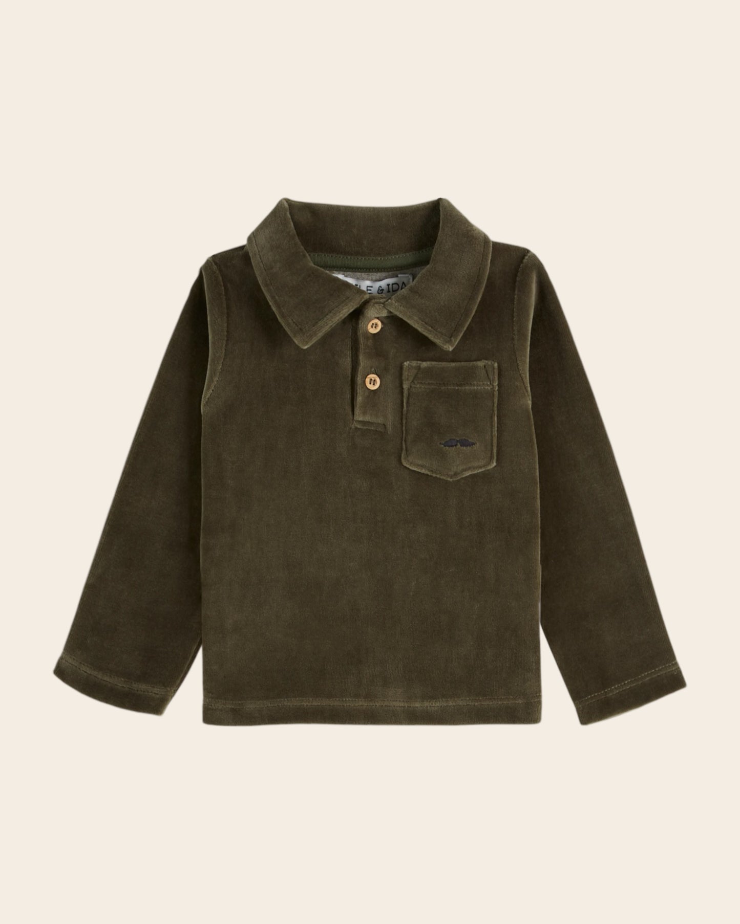 Polo velours éponge olive