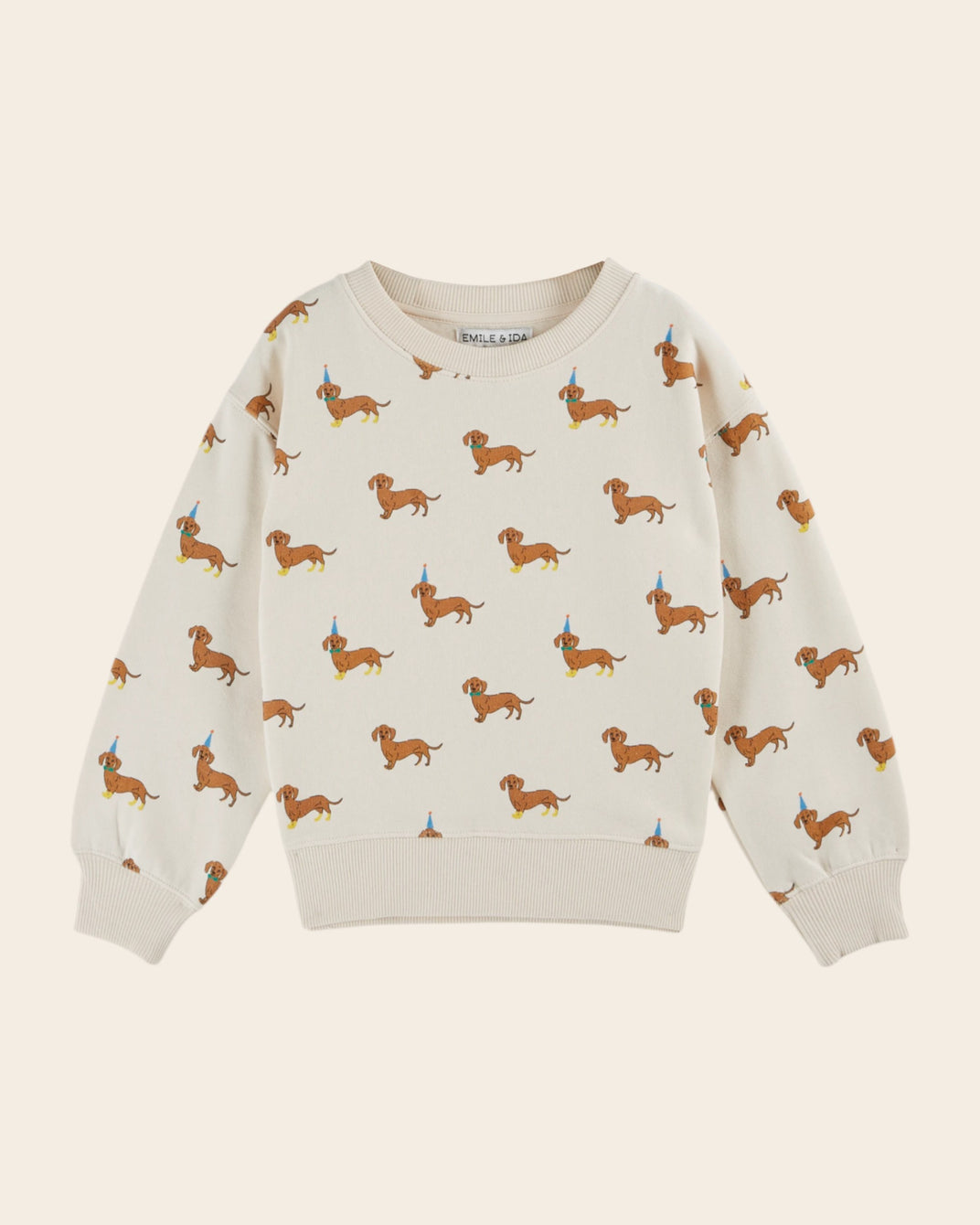 Sweat teckels coton bio écru