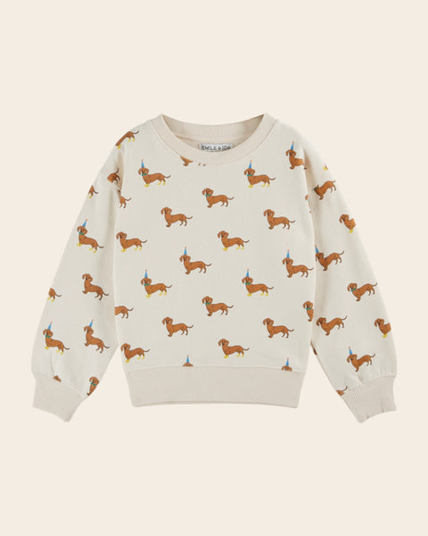 Sweat teckels coton bio écru