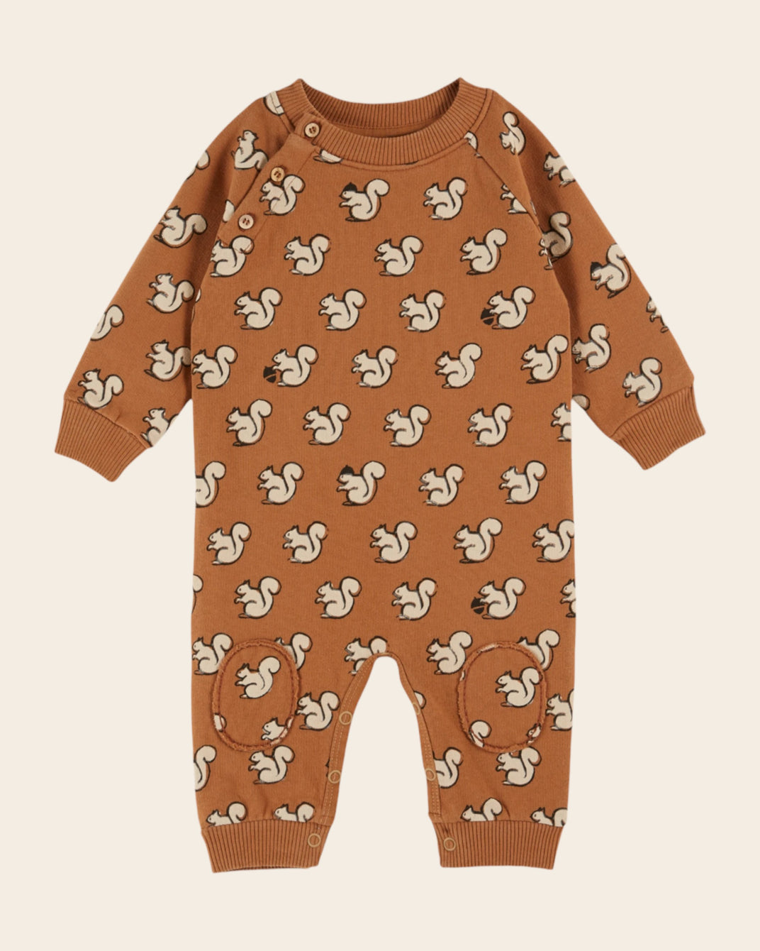 pecan squirrel fleece jumpsuit